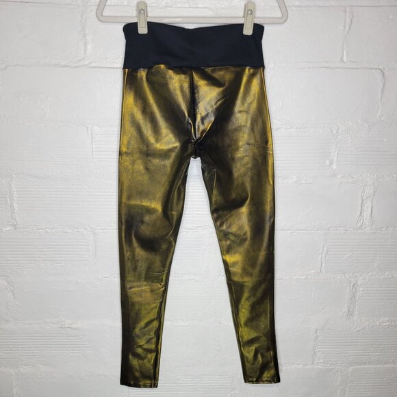 Red Hot By Spanx Women's Medium All Over Faux Leather Leggings Green Black - Picture 2 of 4